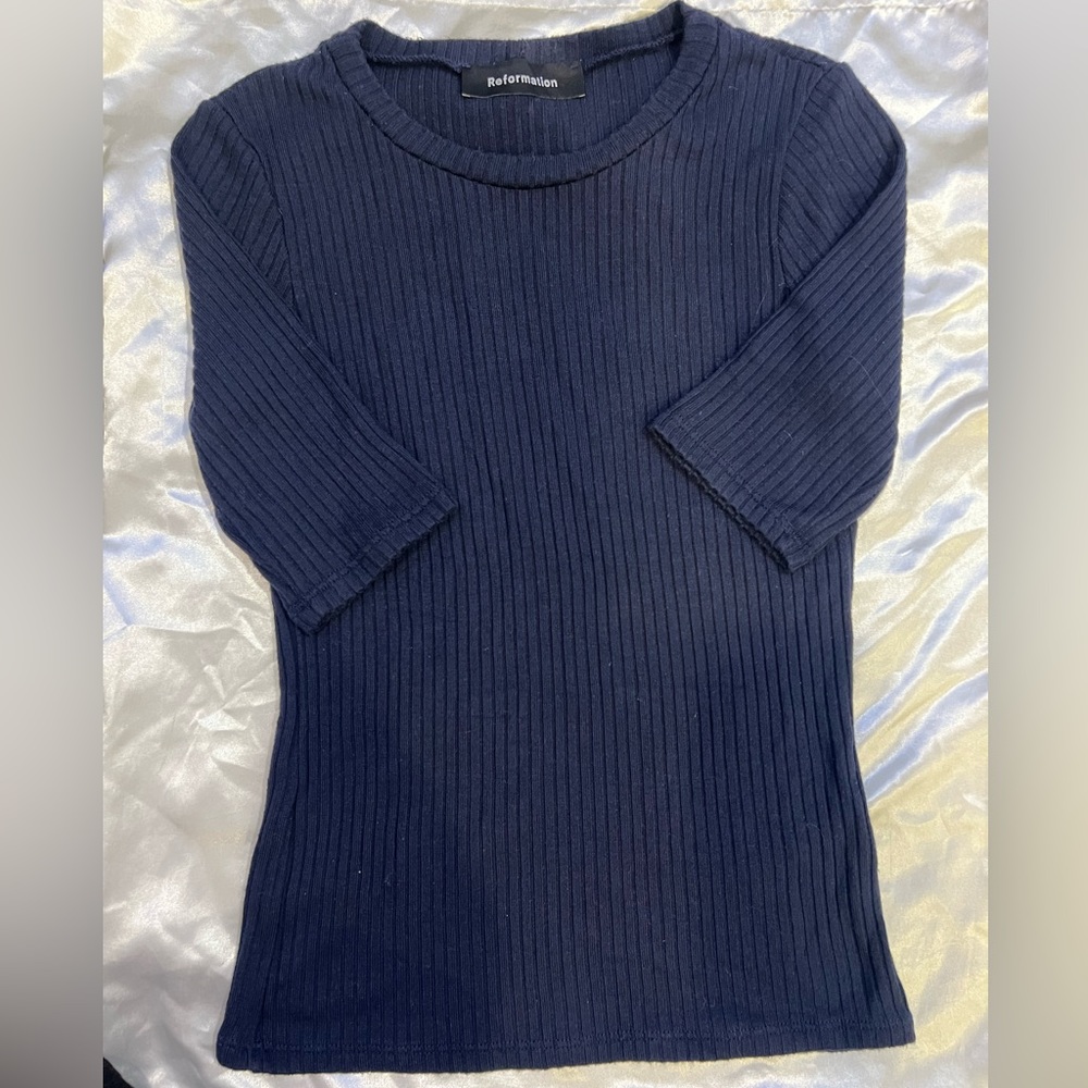 REFORMATION NAVY BLUE RIBBED BASIC